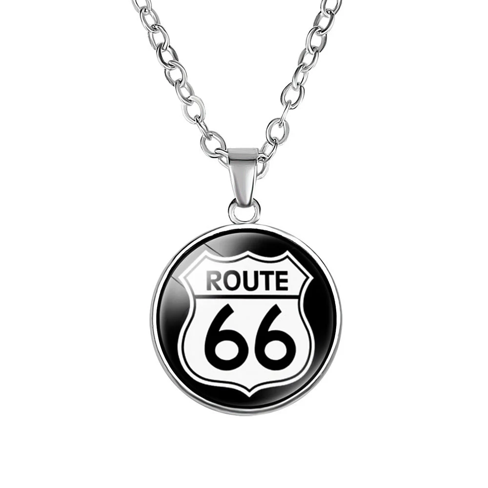 Retro Route 66 Alloy Necklace-inspireuse