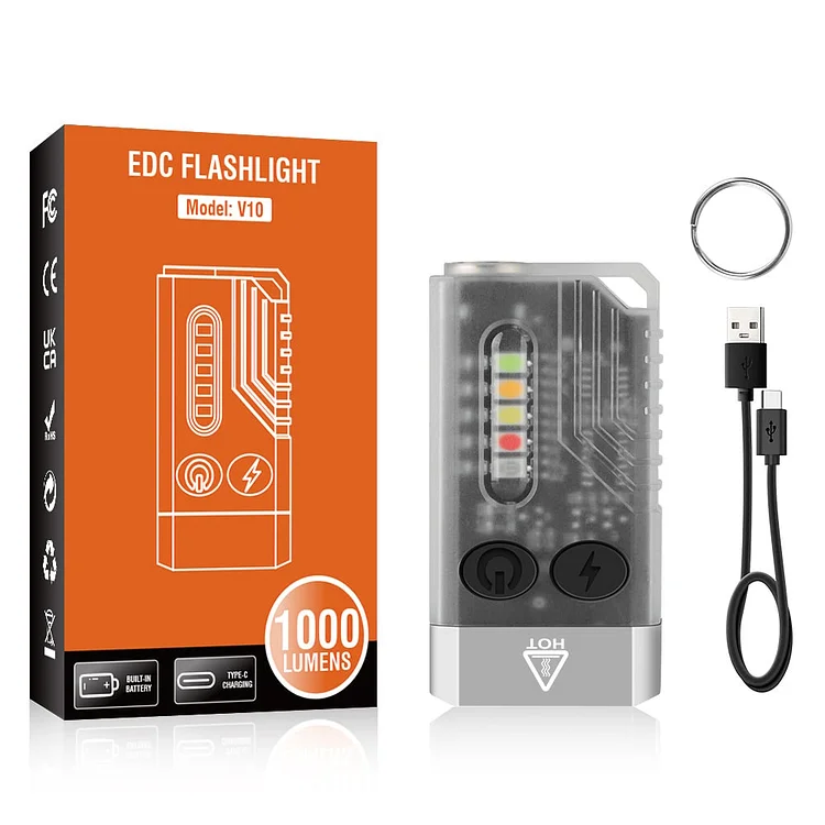 Small Powerful EDC Flashlight with Red UV Blue Light - Super Bright 1000 Lumens