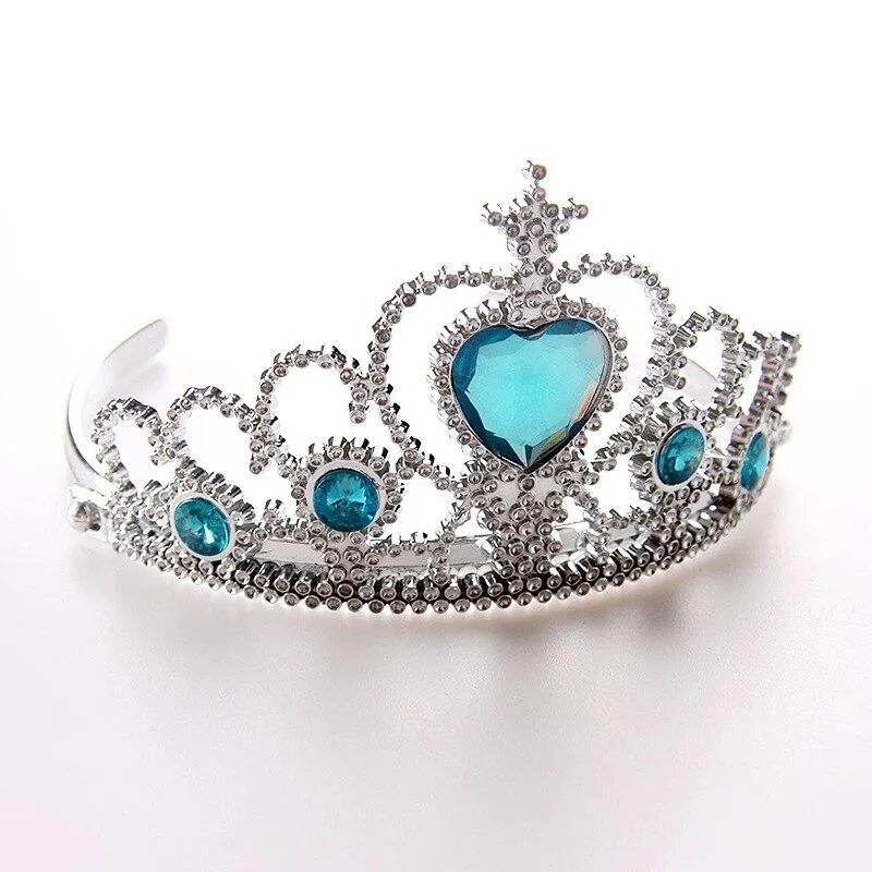 Princess Little Girls Kids Halloween Cosplay Dress Up Accessories Crown Braid Wand Blue Gloves Sets