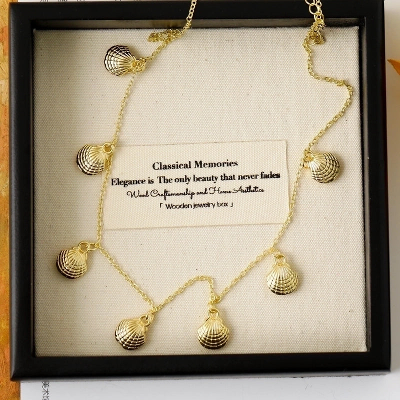 Vacation Marine Style Beach Shell 304 Stainless Steel 14K Gold Plated Chain Choker