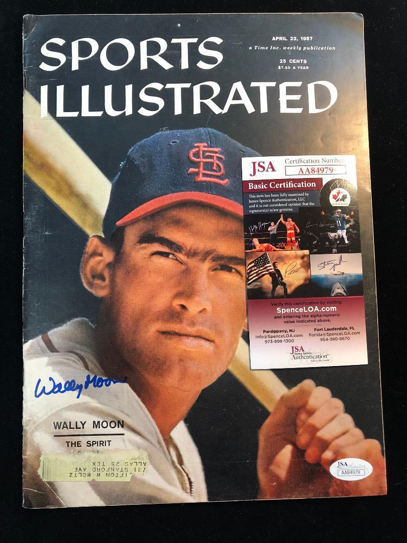 Wally Moon Signed April 22 1957 Sports illustrated Cardinals Dodgers JSA AA84979