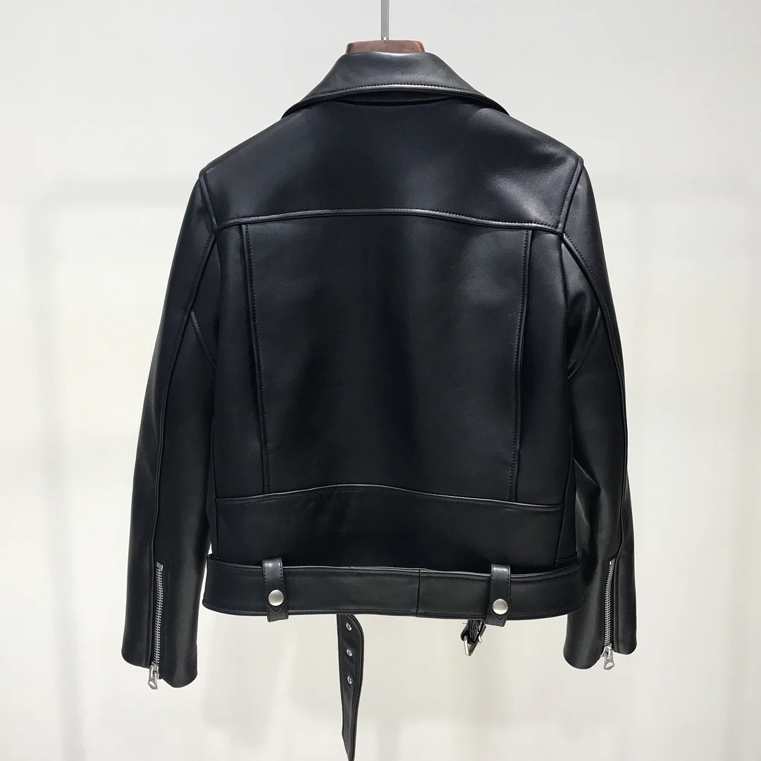 FTLZZ New Autumn Women Pu Leather Jacket Woman Zipper Belt Short Coat Female Black Punk Bomber Faux Leather Outwear