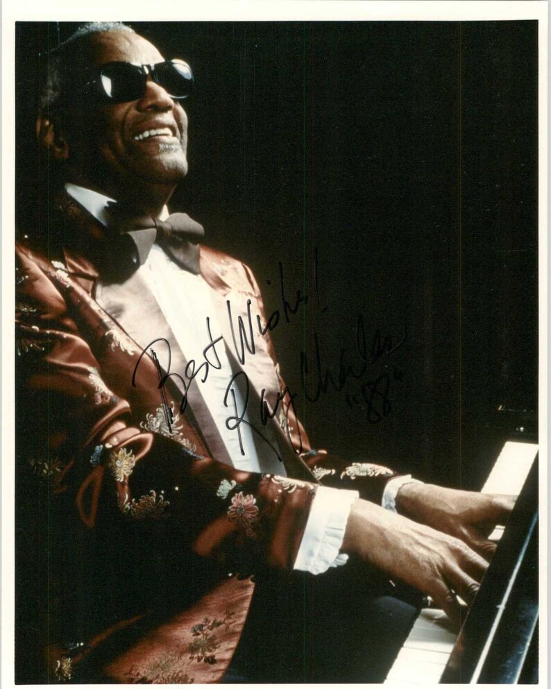 Ray Charles (d. 2004) Signed Autographed 8x10 Photo Poster painting - COA Matching Holograms