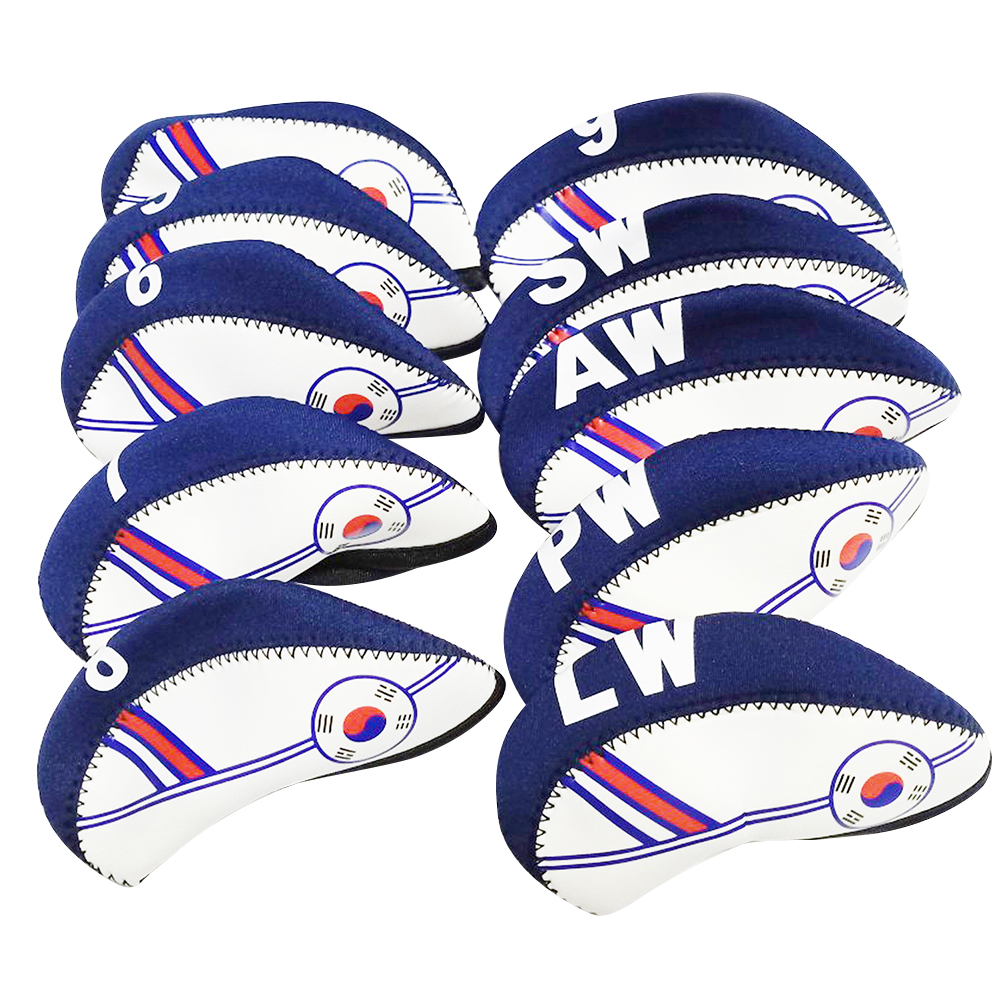 

10pcs Korea Flag Print Golf Rod Wedges Headcover Golf Clubs Iron Head Cover, 501 Original