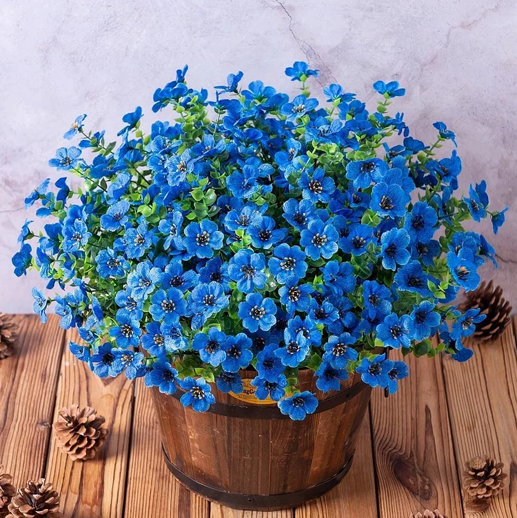 Sanmadrola Artificial Flowers for Outdoor Indoor Garden Home Decoration, Faux Flower Daisy with Eucalyptus Leaves Fake Plants Greenery Boxwood Porch Patio, 12 Bundles