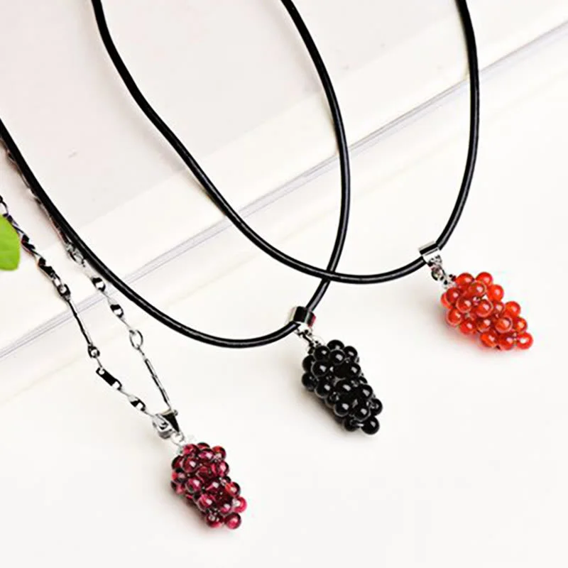 Natural Garnet Red Agate Black Onyx Protection Necklace Pendant