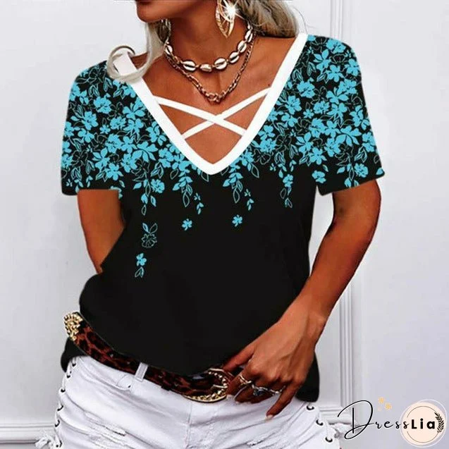 Floral Print Elegant T-Shirt
