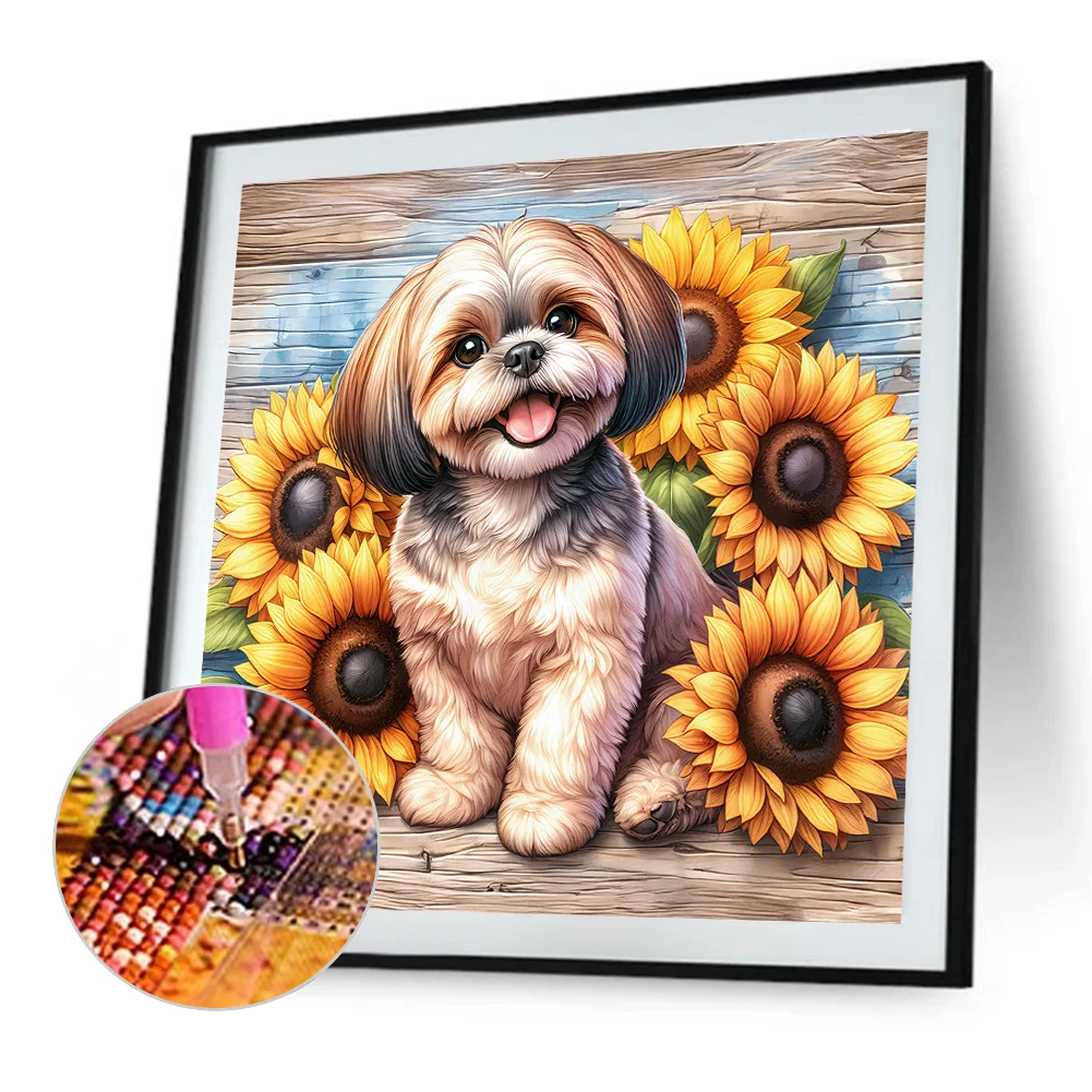 Diamond Painting - Full Round Drill - Sunflower Shih Tzu(Canvas|40*40cm)