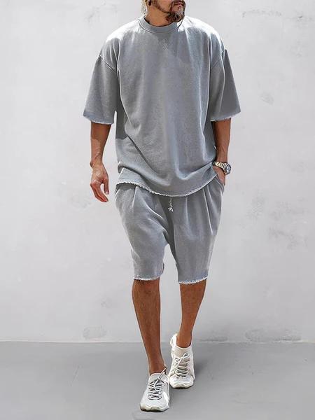 COOFANDY Men's 2-Piece Casual Loose Fit Solid Tracksuit, Mens Clothing 2 Piece Sets for Sports, Comfortable Textured Clothes Sweat Suit