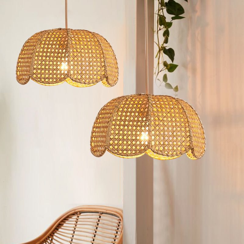 Handwoven Rattan Chandelier flower Pendant Light
