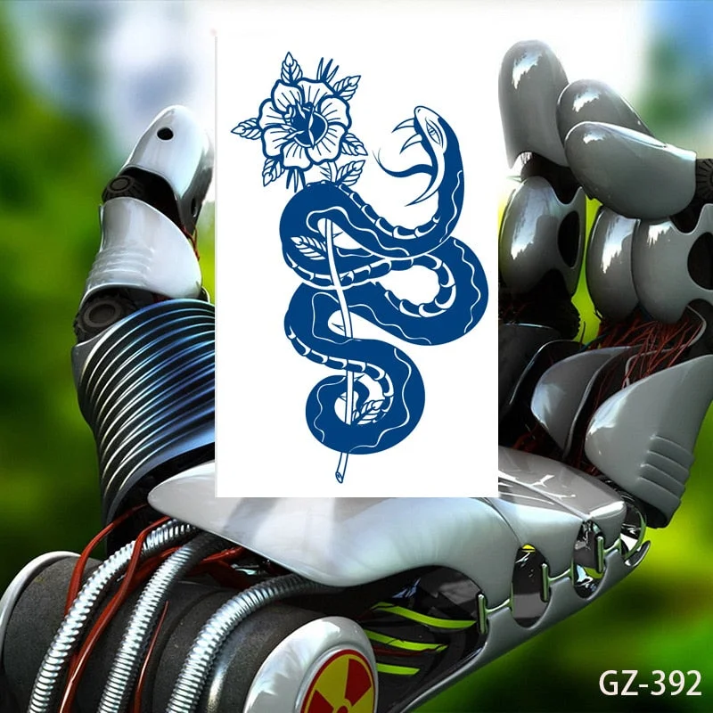 Temporary Waterproof Tattoo Stickers Seductive Snake Flower Ink Lasting Sexy Girls Arm Chest Waist Buttocks Realistic Fake Tatoo