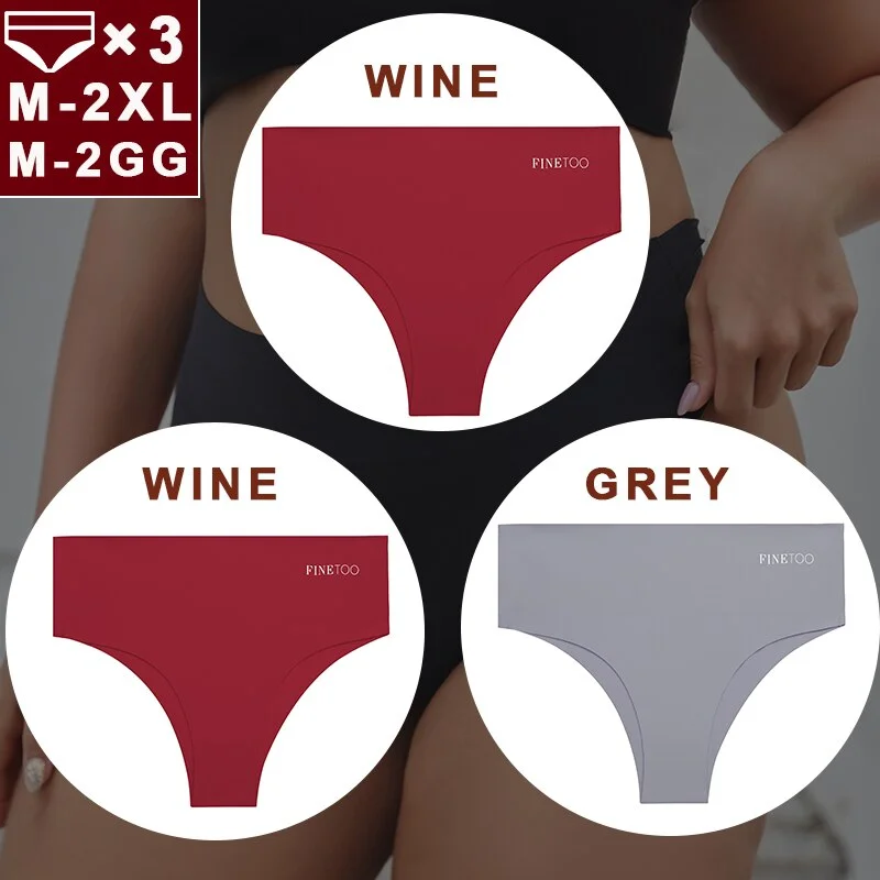 FINETOO 3PCS/Set Women Seamless Underwear Panties Ice Silk Lingerie Female Briefs Plus Size M-2XL Sexy Girls Breathable Pantys