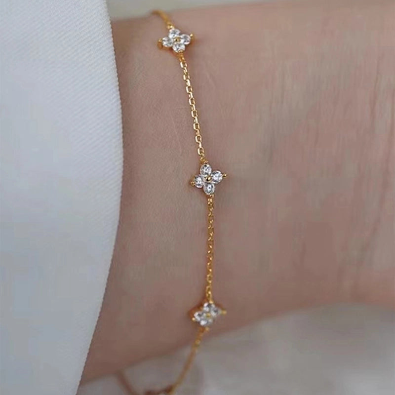 Casual Classic Style Four Leaf Clover Copper Zircon Bracelets