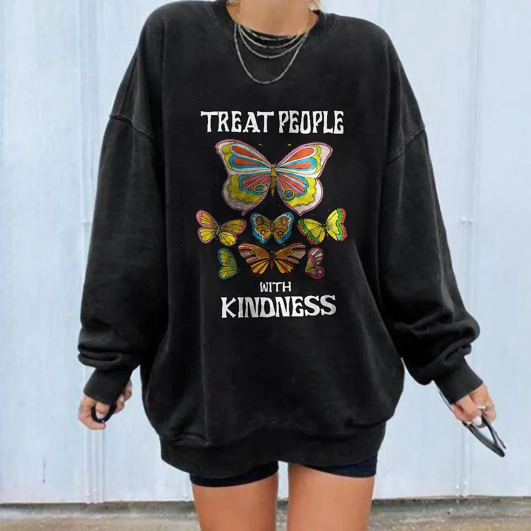   Butterflies Printing Women's Oversized Sweatshirt - Neojana