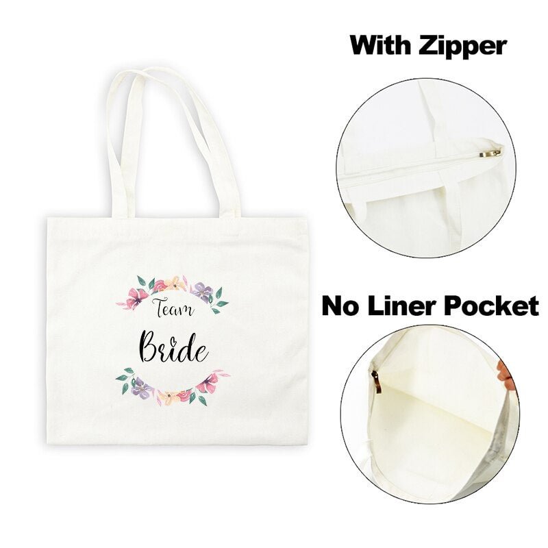 Team Bride Print Women Shopping Bags Wedding Party Should Bag Totes Harajuku Eco Reusable Female Canvas Handbag Bridesmaid Gifts