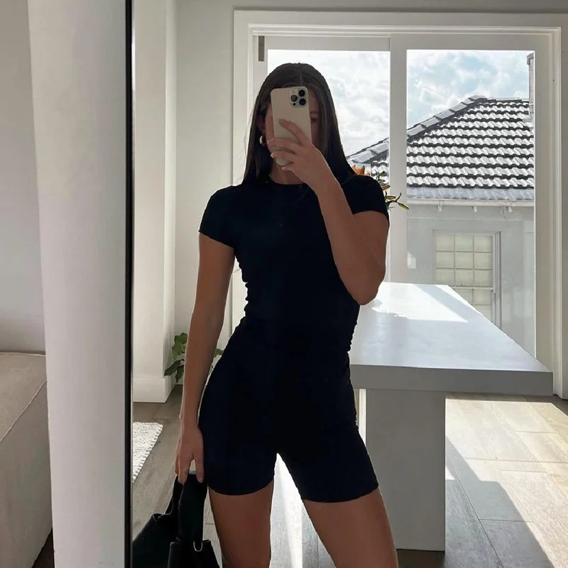 Nigikala Nigikala Women's New Solid Color Body Short-Sleeved T-Shirt Women's Fashion Casual Bottoming Shirt