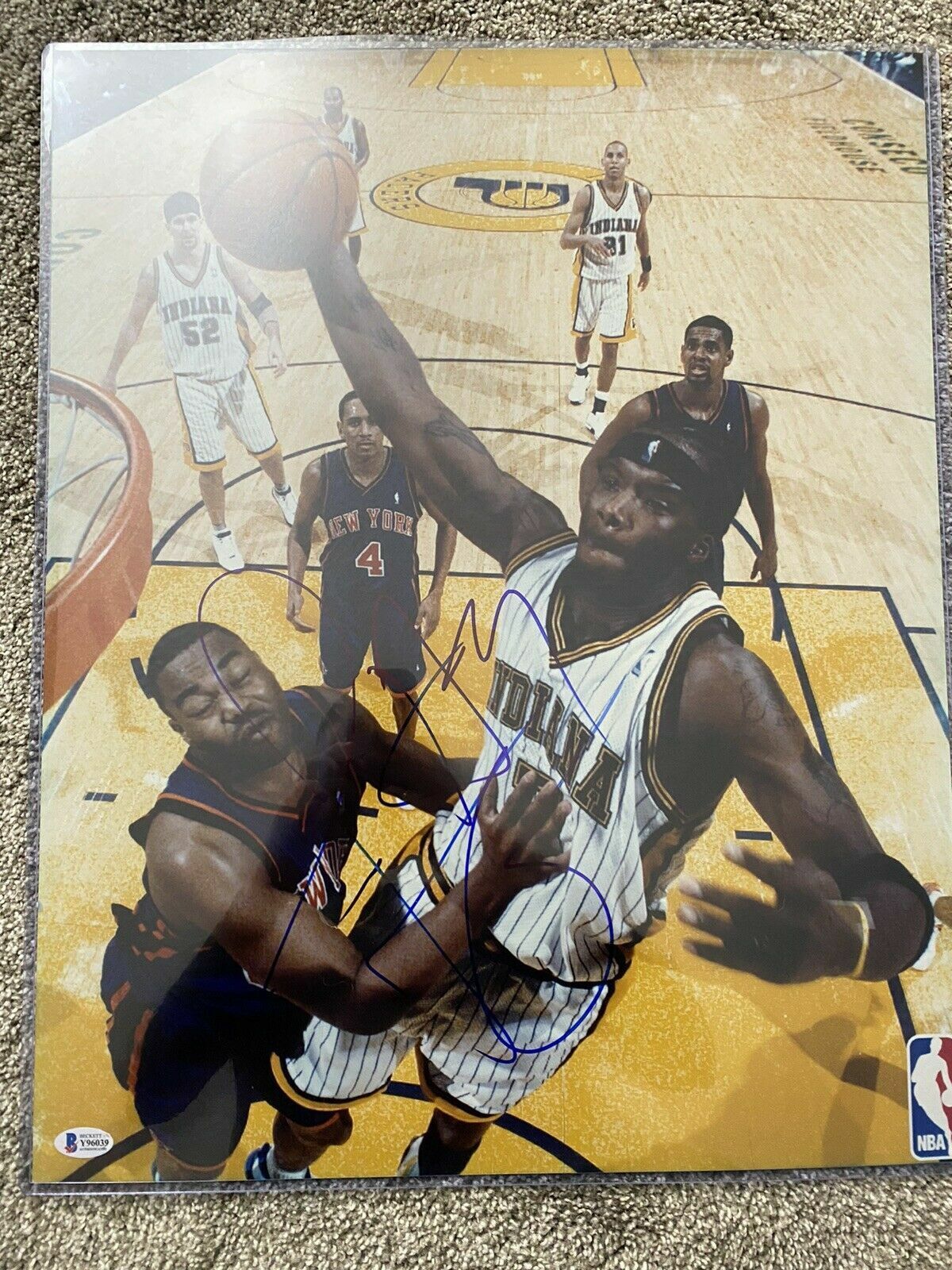 Jermaine O'Neal signed Indiana Pacers 16x20 Photo Poster painting BAS Beckett COA