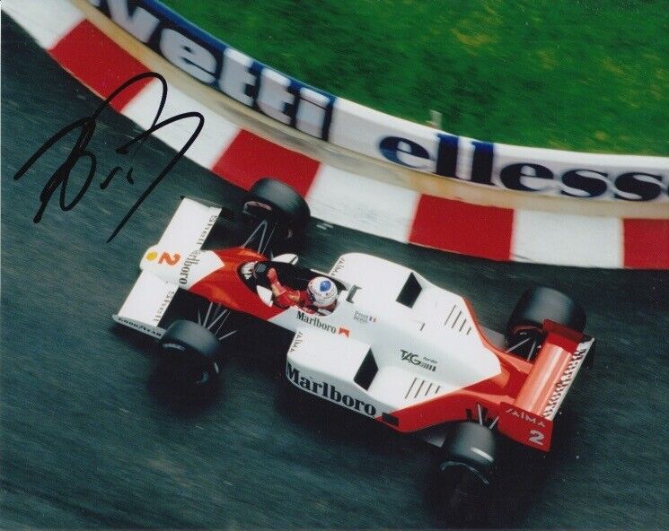 Alain Prost Hand Signed 10x8 Photo Poster painting F1 Autograph Marlboro McLaren 2