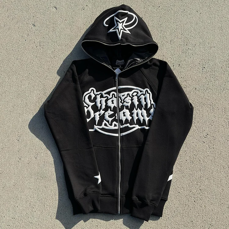 Lucky Star Puff Print Full Zip Hoodie