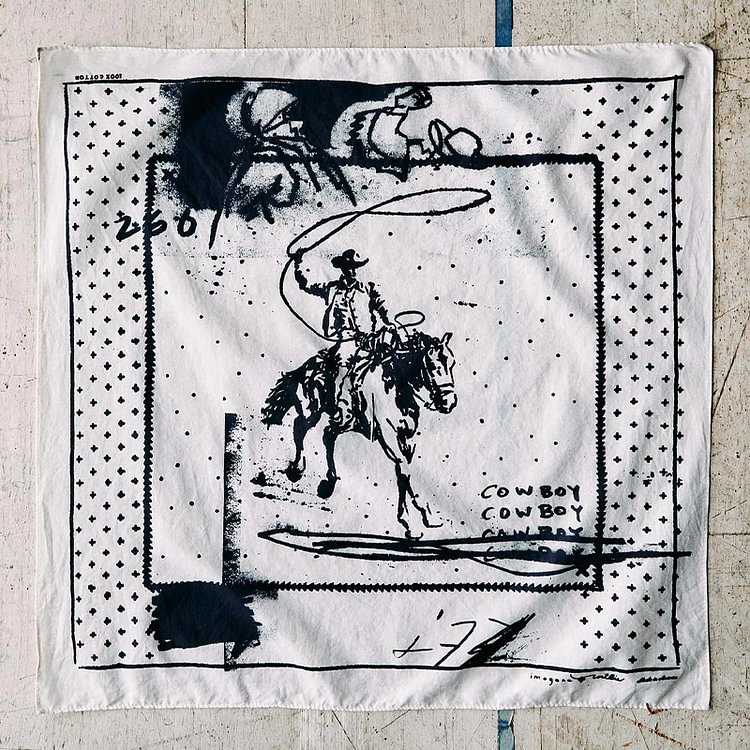 Vintage Western Knight Print Cotton Square Scarf