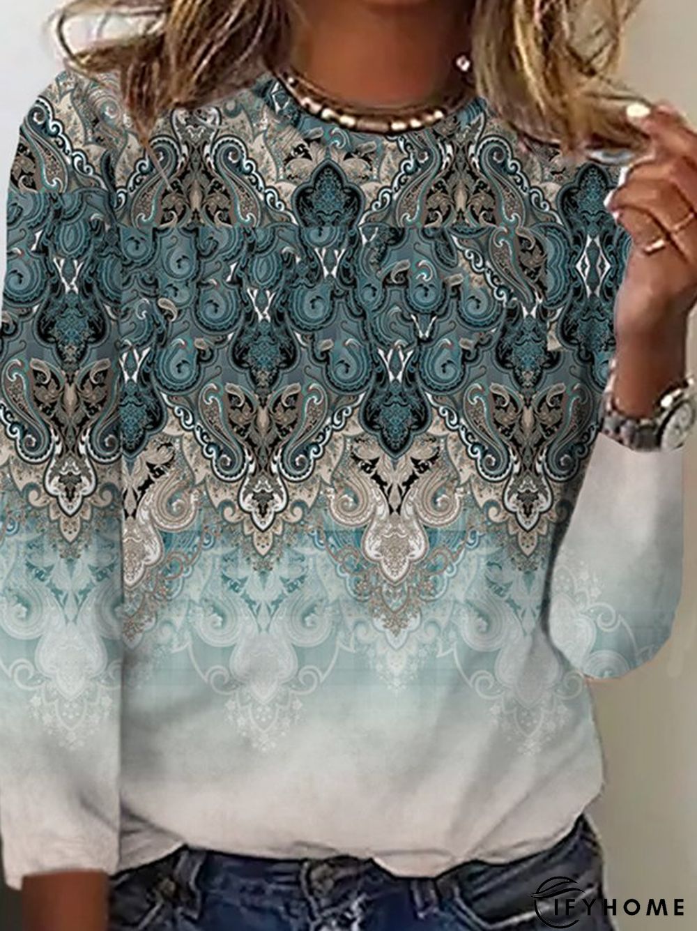 Ethnic Loose Casual Crew Neck T-Shirt | IFYHOME