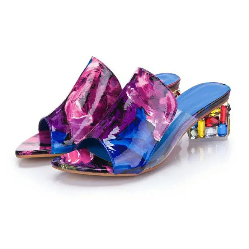 Yyvonne Dew Outside Wearing Large-Size Women's Shoes Coarse Heel Drag Women's Shoes Candy Color Temperament And Cool Slippers
