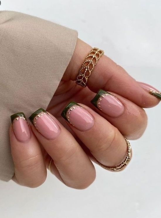 Olive green deals nail designs