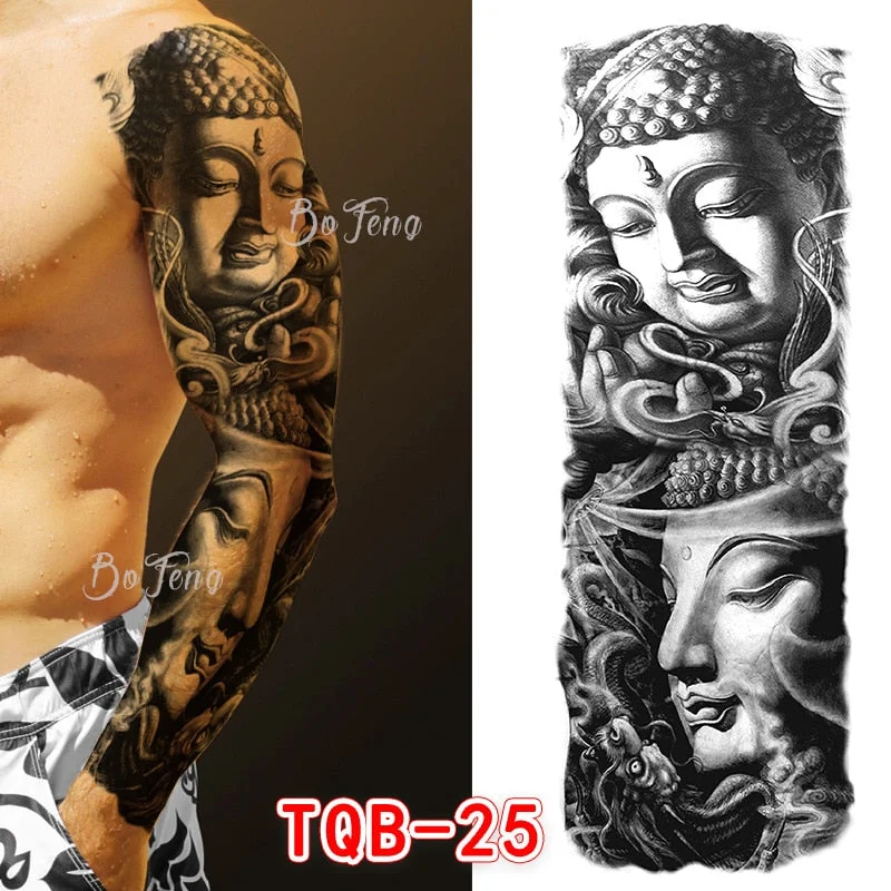 Tattoo Sleeves for Men Women Waterproof Flower Arm Tattoo Stickers Cool Full Arm Scary Fake Temporary Tattoos Big Picture Art