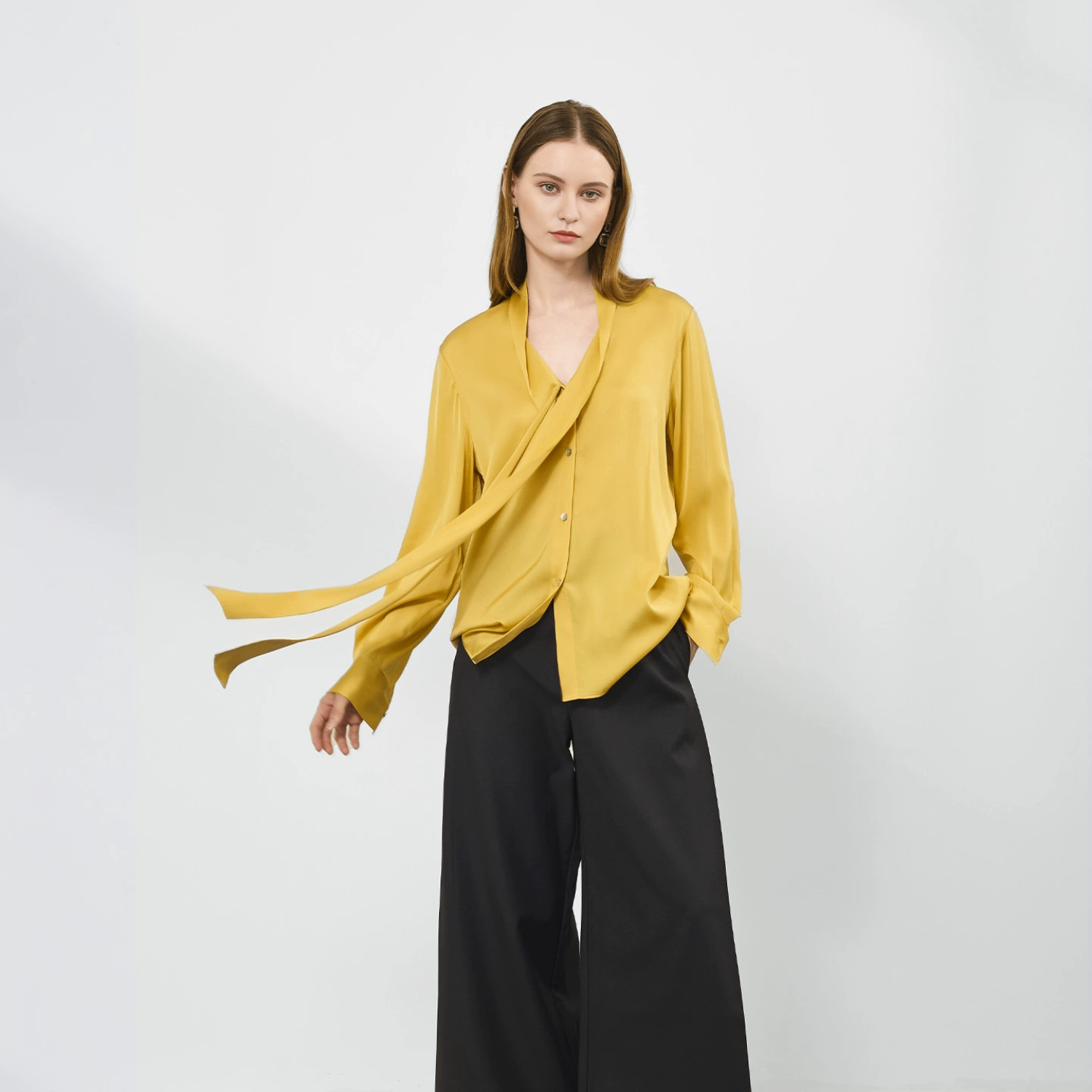 19mm Elastic Georgette Mulberry Silk Office Shirt for Women REAL SILK LIFE