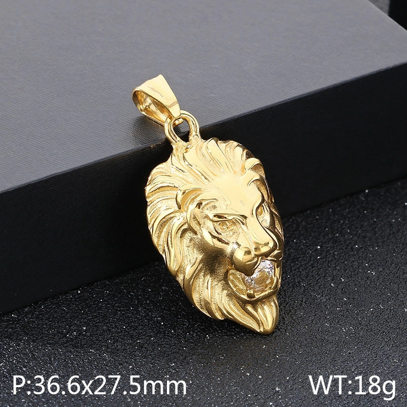 1 Piece 304 Stainless Steel 18K Gold Plated Lion’s Head Pendant
