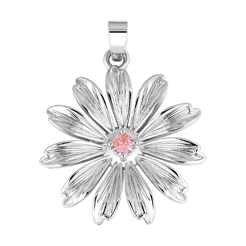 1 Piece 18.5*13.3MM Copper Zircon Geometric Heart Shape Flower Polished Pendant Jewelry Accessories