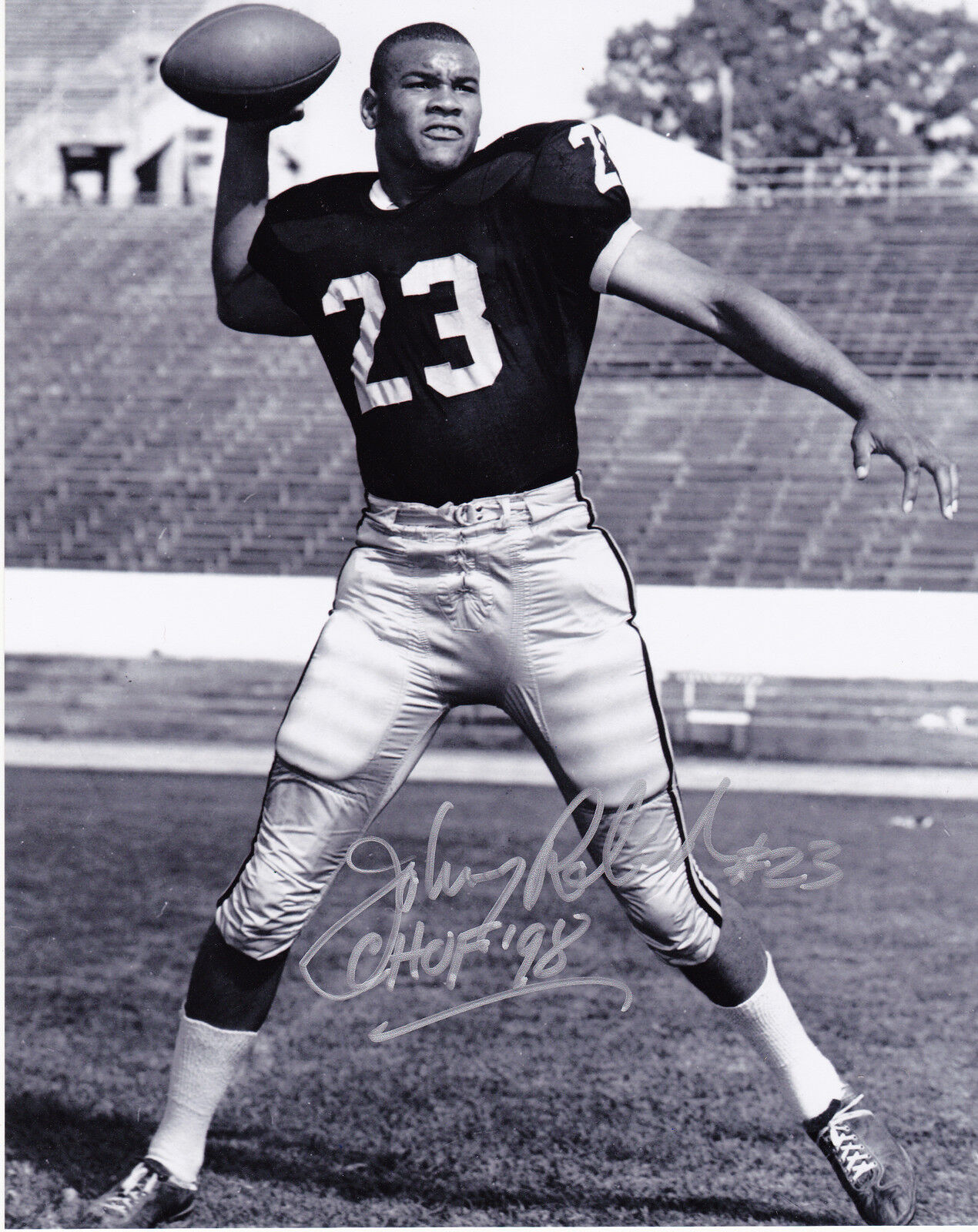 JOHNNY ROLAND MISSOURI TIGERS CHOF 98 ACTION SIGNED 8x10