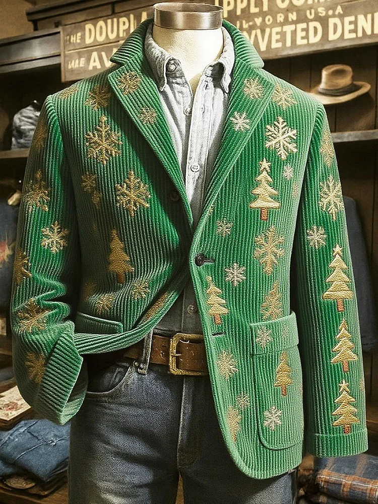 Men's Vintage Christmas Tree Casual Jacket 