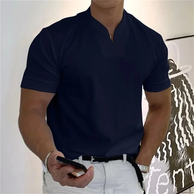 2022 Men Gentlemans Business Short Sleeve Fitness T-shirt