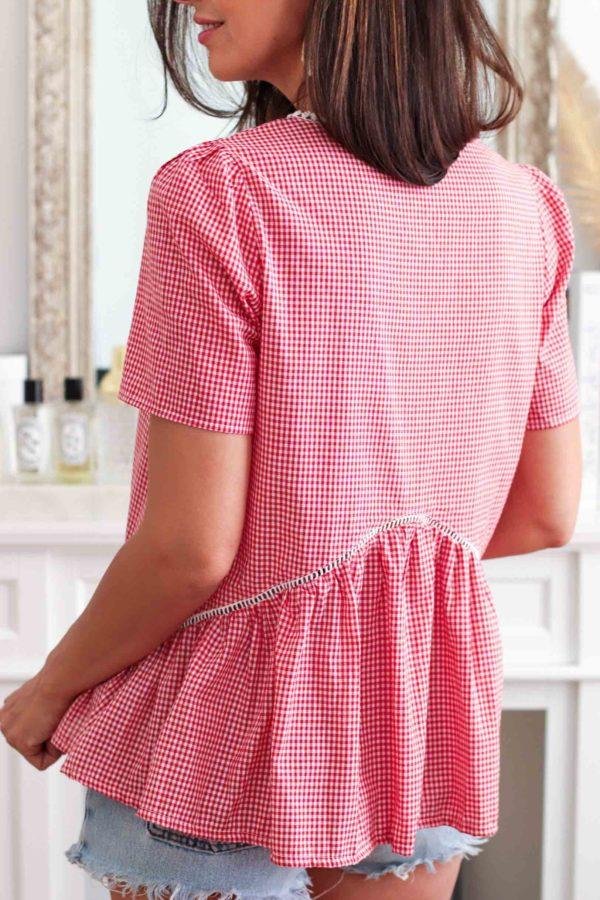 Sweet Pink Print Short Sleeve Top