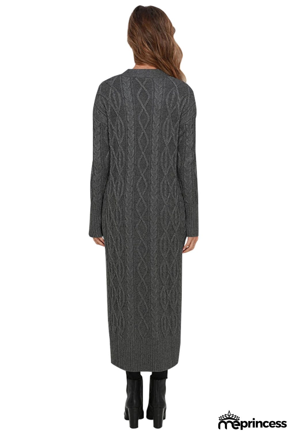 Cable Knit Open Front Long Cardigan