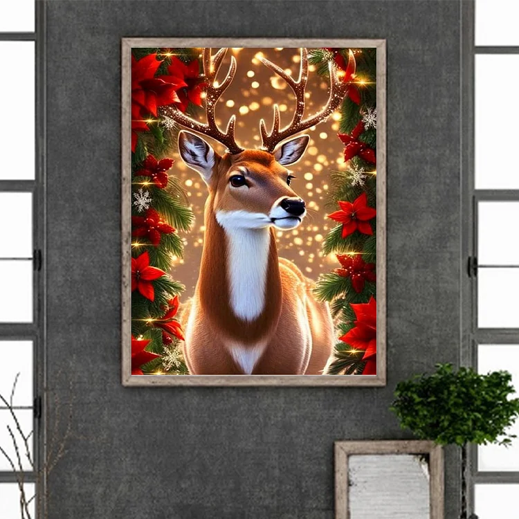 Christmas Deer - Full Round - Diamond Painting(30*40cm)