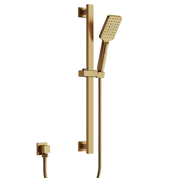 EVERSTEIN Square Handheld Showerhead with Slide Bar Brushed Gold
