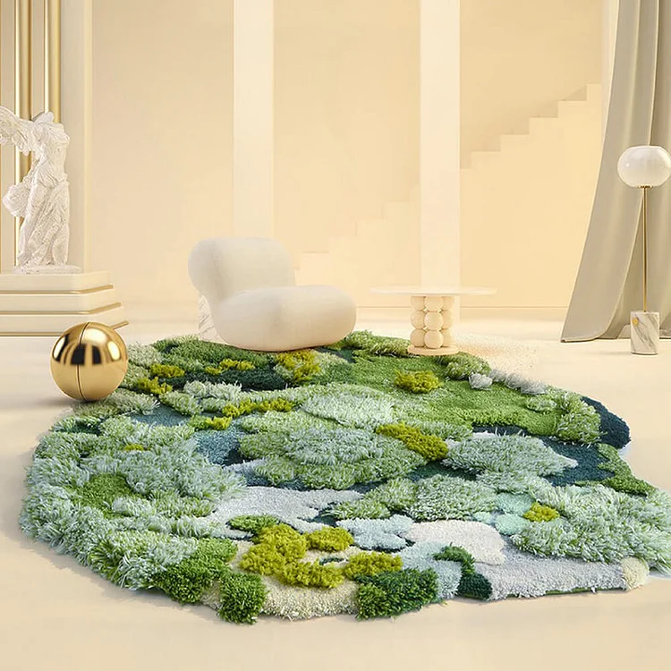 Luxury Moss Rug Hand Tufted Wool Pet Mat Pet Rug