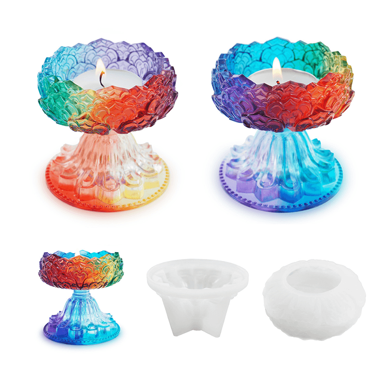 Lotus Table Candle Holder Mirror Resin Mold