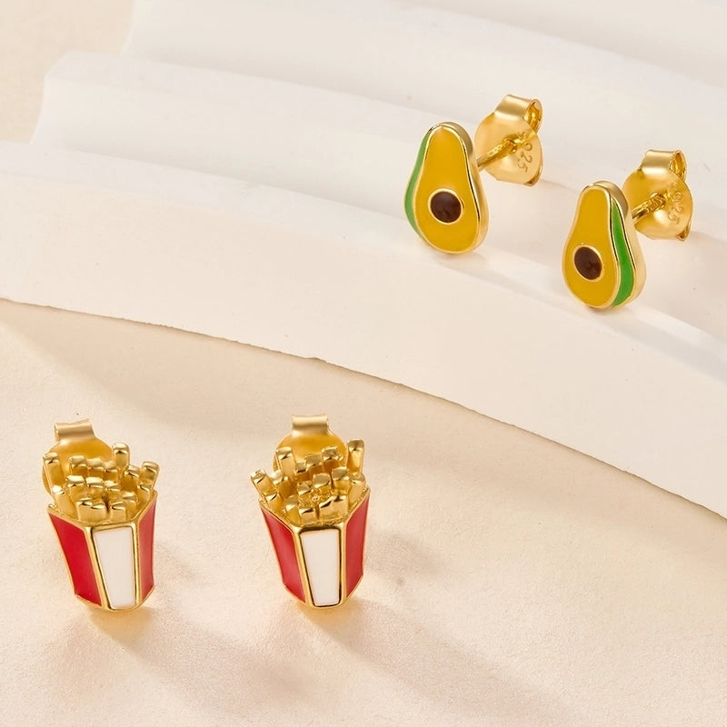 1 Pair 925 Sterling Silver Zircon Rainbow Devil’S Eye Candy Ear Studs