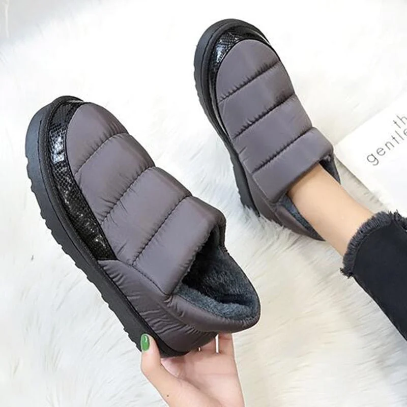 LYXLYH 2020 Warm Winter Shoes Women Flats Soft Fur Padded Cotton Shoes Woman Slip On Short Ankle Snow Boots Plus Sizes WFS2024