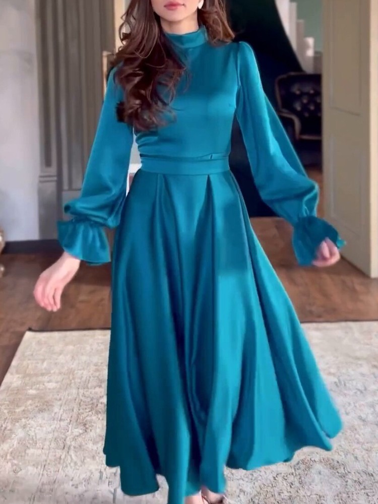 Women's Ruffle Long Sleeve Elegant Dress | Oxredo Shop Ramadan Sale