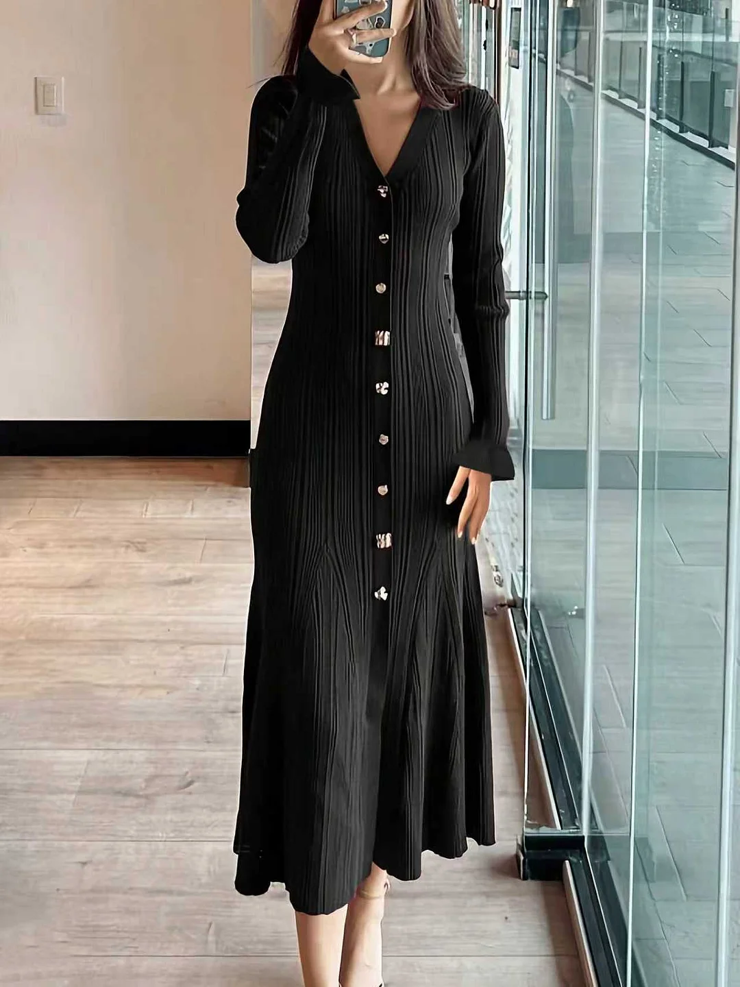 Nigikala Nigikala And Winter New French Elegant Jacket Dress Slim Skinny Knitting Woman