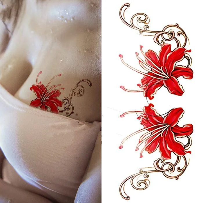 2017 Waterproof temporary tattoos stickers sexy romantic dark rose flowers henna fake body art flash tattoo sleeve
