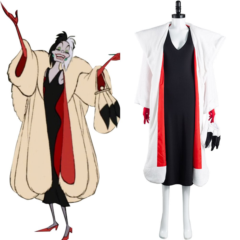 Cruella De Vil Cruella Mantel Kostüm Cosplay Halloween Karneval Outfits