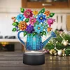 (US Local)Acrylic Double Sided Butterfly Vase Diamond Painting LED Night Light for Desktop