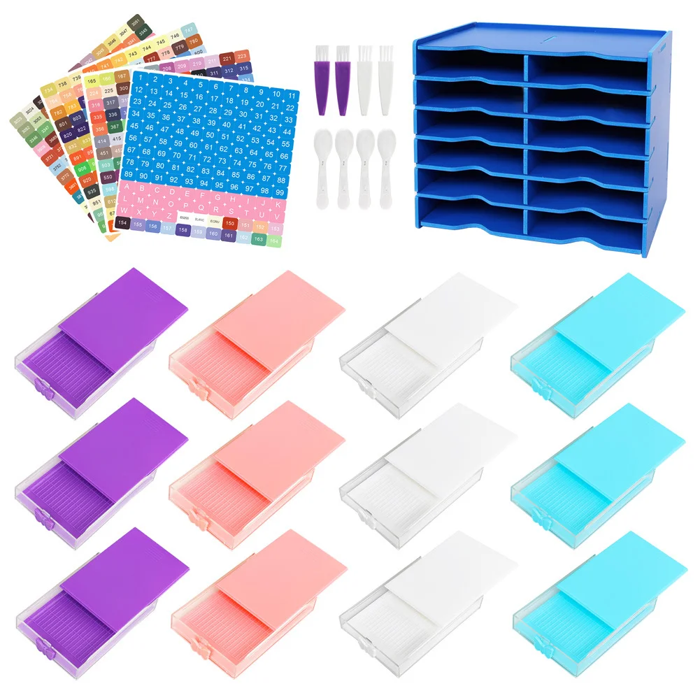 12 Grids Diamond Painting Accessories Kits with Diamond Box for Small Size Trays