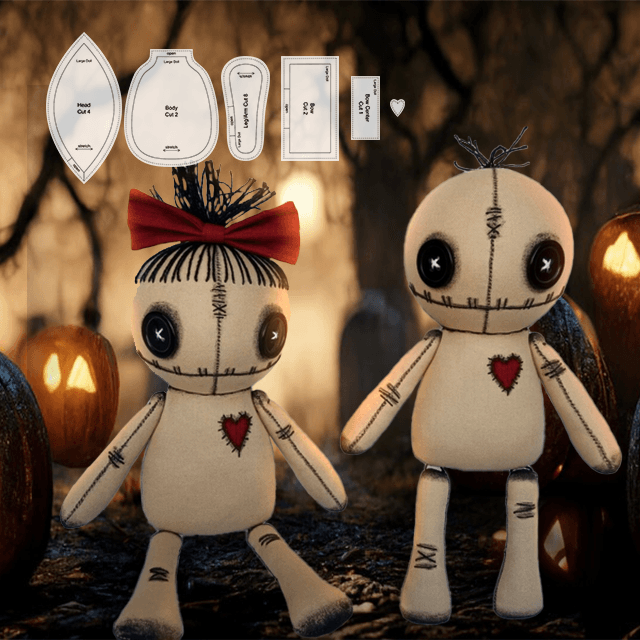 Stuffed Voodoo Doll Sewing Pattern and Tutorial - DIGITAL PDF