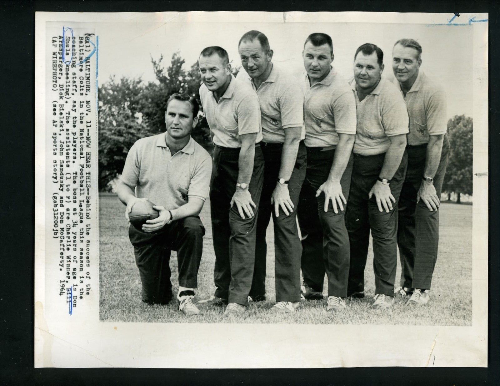 Don Shula 1964 Press Photo Poster painting with Baltimore Colts coaches Charlie Winner Arnsparge